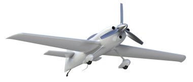 XtremeAir Sbach 342 'nin beyaz arka planda izole edilmiş üç boyutlu görüntüsü. İki koltuklu akrobatik ve tek kanatlı uçaklar 