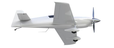 XtremeAir Sbach 342 'nin beyaz arka planda izole edilmiş üç boyutlu görüntüsü. İki koltuklu akrobatik ve tek kanatlı uçaklar 