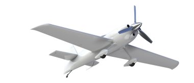 XtremeAir Sbach 342 'nin beyaz arka planda izole edilmiş üç boyutlu görüntüsü. İki koltuklu akrobatik ve tek kanatlı uçaklar 