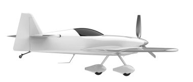 XtremeAir Sbach 342 'nin beyaz arka planda izole edilmiş üç boyutlu görüntüsü. İki koltuklu akrobatik ve tek kanatlı uçaklar 