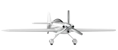 XtremeAir Sbach 342 'nin beyaz arka planda izole edilmiş üç boyutlu görüntüsü. İki koltuklu akrobatik ve tek kanatlı uçaklar 