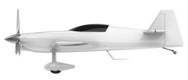 XtremeAir Sbach 342 'nin beyaz arka planda izole edilmiş üç boyutlu görüntüsü. İki koltuklu akrobatik ve tek kanatlı uçaklar 