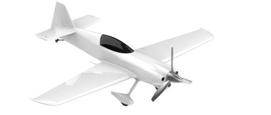 XtremeAir Sbach 342 'nin beyaz arka planda izole edilmiş üç boyutlu görüntüsü. İki koltuklu akrobatik ve tek kanatlı uçaklar 