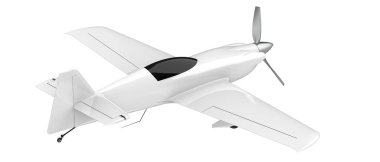 XtremeAir Sbach 342 'nin beyaz arka planda izole edilmiş üç boyutlu görüntüsü. İki koltuklu akrobatik ve tek kanatlı uçaklar 