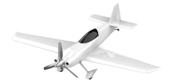 XtremeAir Sbach 342 'nin beyaz arka planda izole edilmiş üç boyutlu görüntüsü. İki koltuklu akrobatik ve tek kanatlı uçaklar 
