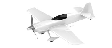 XtremeAir Sbach 342 'nin beyaz arka planda izole edilmiş üç boyutlu görüntüsü. İki koltuklu akrobatik ve tek kanatlı uçaklar 