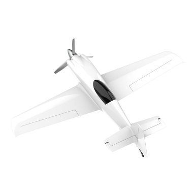 XtremeAir Sbach 342 'nin beyaz arka planda izole edilmiş üç boyutlu görüntüsü. İki koltuklu akrobatik ve tek kanatlı uçaklar 