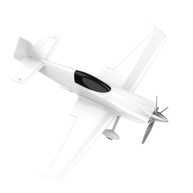 XtremeAir Sbach 342 'nin beyaz arka planda izole edilmiş üç boyutlu görüntüsü. İki koltuklu akrobatik ve tek kanatlı uçaklar 