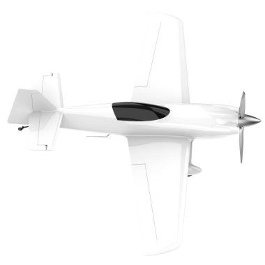XtremeAir Sbach 342 'nin beyaz arka planda izole edilmiş üç boyutlu görüntüsü. İki koltuklu akrobatik ve tek kanatlı uçaklar 