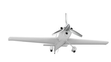 XtremeAir Sbach 342 'nin beyaz arka planda izole edilmiş üç boyutlu görüntüsü. İki koltuklu akrobatik ve tek kanatlı uçaklar 