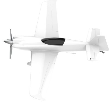 XtremeAir Sbach 342 'nin beyaz arka planda izole edilmiş üç boyutlu görüntüsü. İki koltuklu akrobatik ve tek kanatlı uçaklar 