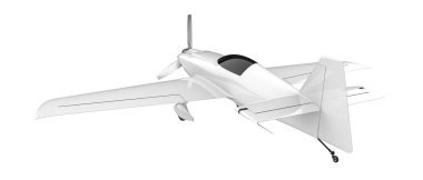 XtremeAir Sbach 342 'nin beyaz arka planda izole edilmiş üç boyutlu görüntüsü. İki koltuklu akrobatik ve tek kanatlı uçaklar 