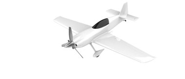 Xtreme Air Sbach 342 'nin beyaz arka planda izole edilmiş üç boyutlu görüntüsü. İki koltuklu akrobatik ve tek kanatlı uçaklar 