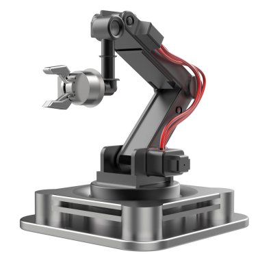 Endüstriyel robot arka planda maskeyle izole edilmiş. 3d görüntüleme - illüstrasyon