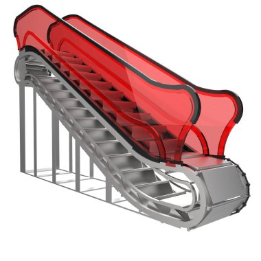 Arka planda tek yürüyen merdiven var. 3d görüntüleme - illüstrasyon