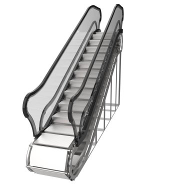 Arka planda tek yürüyen merdiven var. 3d görüntüleme - illüstrasyon
