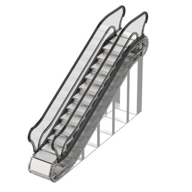 Arka planda tek yürüyen merdiven var. 3d görüntüleme - illüstrasyon