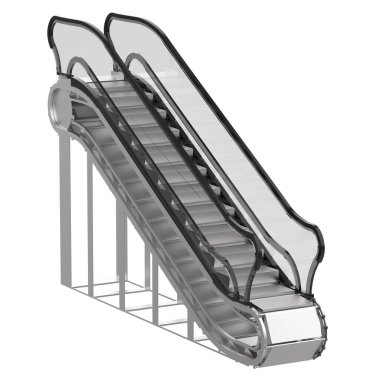 Arka planda tek yürüyen merdiven var. 3d görüntüleme - illüstrasyon