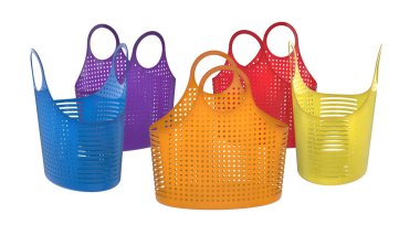 alışveriş torbaları beyaz zemin üzerinde bir dizi