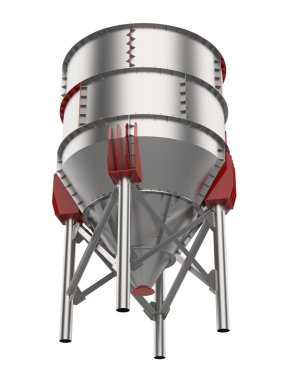 Arka planda endüstriyel silolar var. Büyük yayınlar ya da baskılar için ideal. 3d görüntüleme - illüstrasyon