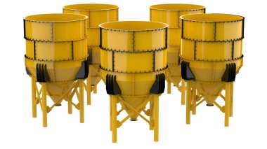 Tahıl depolamak için kullanılan bir çiftlikteki silolar, yüksek kuleler veya çukurlar 