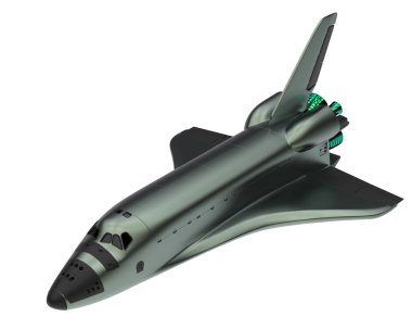 Beyaz arkaplanda uzay mekiği