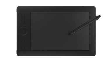 Ressamlar ve tasarımcılar için kalemi olan grafiksel tablet, arka planda izole. 3d görüntüleme - illüstrasyon