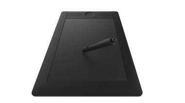 Ressamlar ve tasarımcılar için kalemi olan grafiksel tablet, arka planda izole. 3d görüntüleme - illüstrasyon