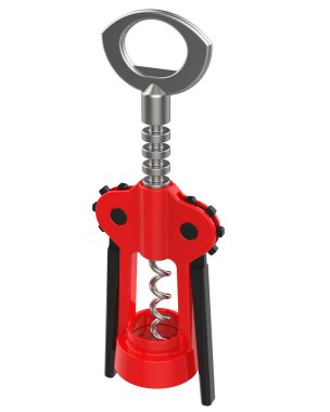 Beyaz arka planda tirbuşon. 3d görüntüleme - illüstrasyon