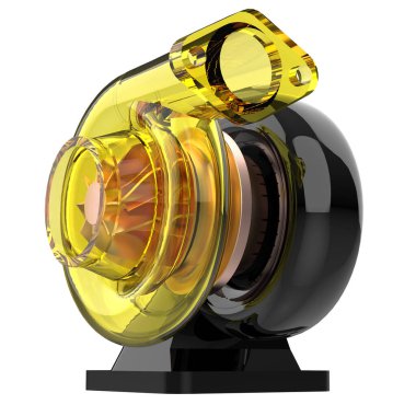 Metalik endüstriyel türbin beyaz arkaplanda izole edildi   