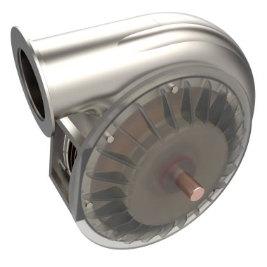 Metalik endüstriyel türbin beyaz arkaplanda izole edildi   