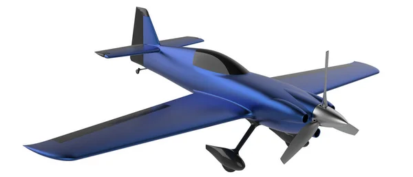 蓝色Xtreme Air Sbach 342的3D插图 在白色背景上分离 双座特技飞行和旅游单翼飞机 — 图库照片