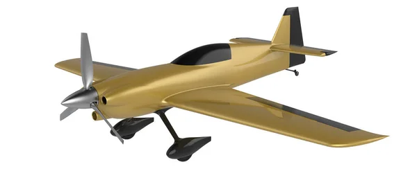 3D的金色Xtreme Air Sbach 342的插图 在白色背景上被分离出来 双座特技飞行和旅游单翼飞机 — 图库照片