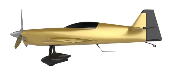 3D的金色Xtreme Air Sbach 342的插图 在白色背景上被分离出来 双座特技飞行和旅游单翼飞机 — 图库照片