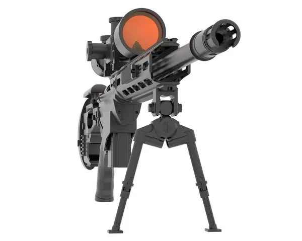 Снайперська Гвинтівка Гвинтівкою Ізольована Білому — стокове фото