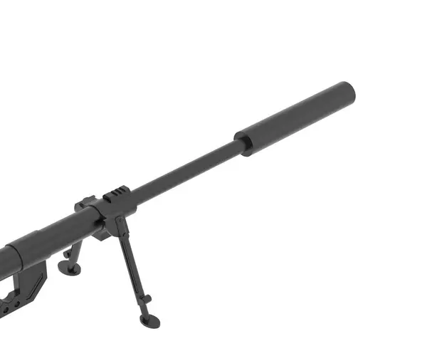 Rifle Francotirador Con Rifle Aislado Blanco —  Fotos de Stock