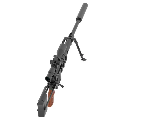 Rifle Francotirador Con Rifle Aislado Blanco — Foto de Stock