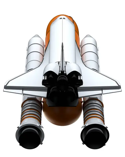 Raketenraumschiff Auf Weißem Hintergrund — Stockfoto