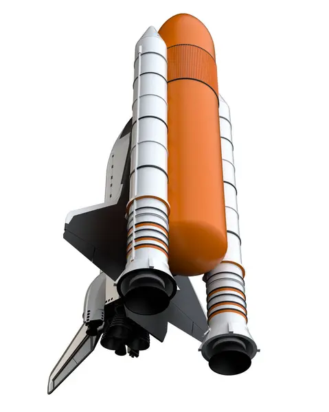 Beyaz Arkaplanda Roket Uzay Gemisi — Stok fotoğraf