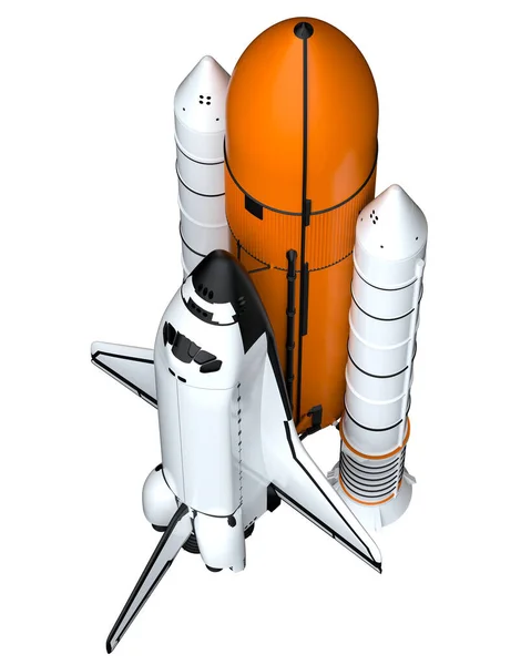 Raket Ruimteschip Witte Achtergrond — Stockfoto