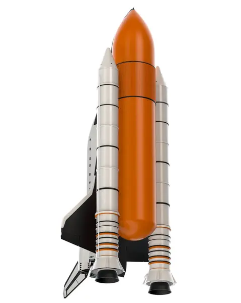 Raket Ruimteschip Witte Achtergrond — Stockfoto