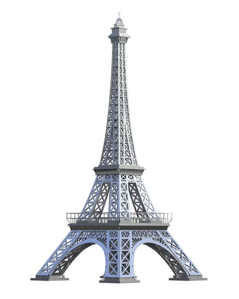埃菲尔铁塔被白色背景隔离 3D渲染 — 图库照片