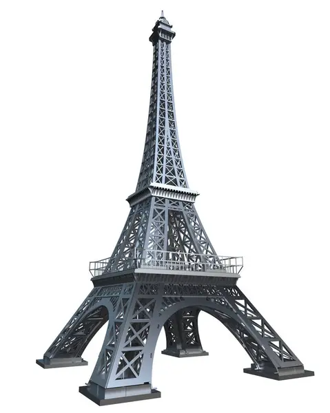 Torre Eiffel Isolada Sobre Fundo Branco Renderização Ilustração — Fotografia de Stock