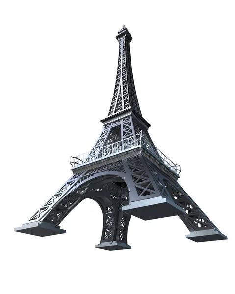 Eiffel Tower Isolated White Background Rendering Illustration — Stock Photo, Image