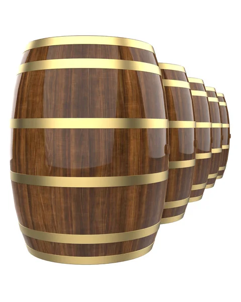 wooden barrel with wine on a white background. 3 d rendering