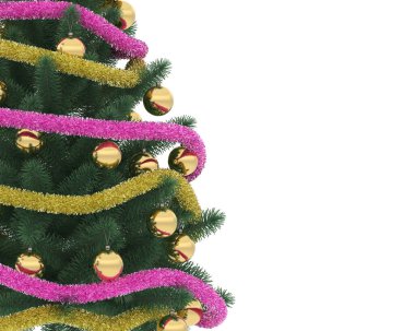 Beyaz arkaplanda izole edilmiş noel ağacı