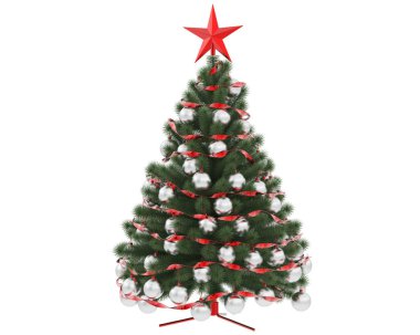 Beyaz arkaplanda izole edilmiş noel ağacı