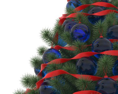 Beyaz arkaplanda izole edilmiş noel ağacı