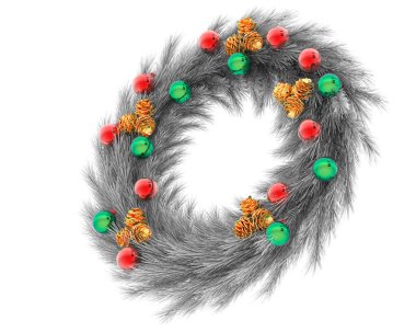 Beyaz arka planda noel süslemesi.