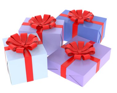 beyaz zemin üzerine hediye kutuları